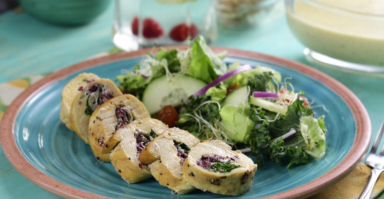 Chicken stuffed with kale and goat cheese